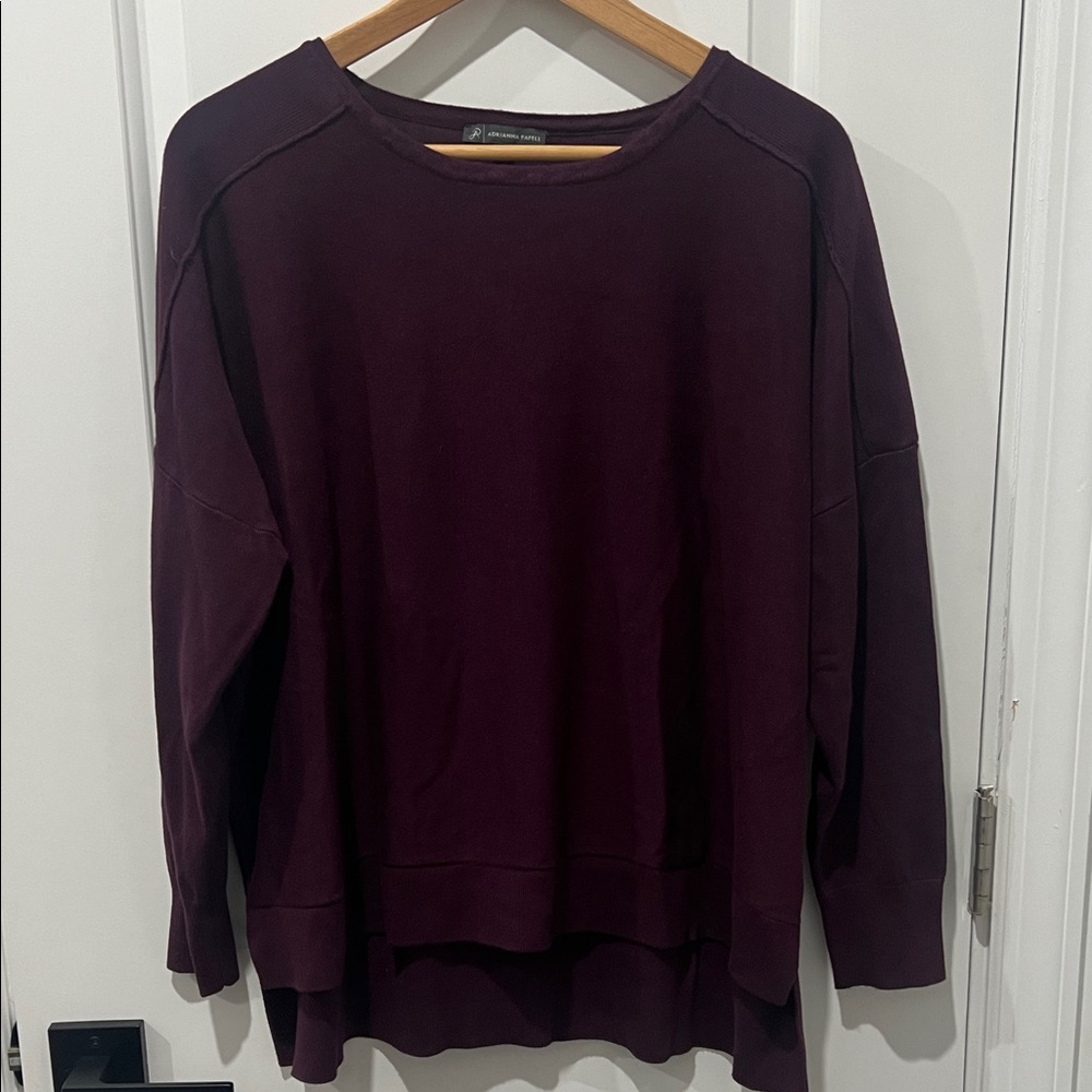 Adrianna Papell‎ Deep Purple Crew Neck Sweater, Size Large